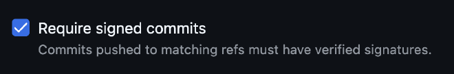 Require signed commit setting